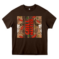 Chocolate Brown grill master with bull skull Heavy Core Tee - TumblerDesignByShophia