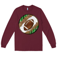 Burgundy American Football Round Carrings 2 Long Sleeve Tee - BundleAndBundleShop