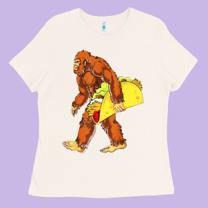 Bigfoot Carrying Taco Ladies Tee Designed By Designefamous