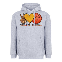 Heather Grey peace love basketball Heavyweight Hoodie - AdoDesignShop