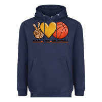 Navy peace love basketball Heavyweight Hoodie - AdoDesignShop