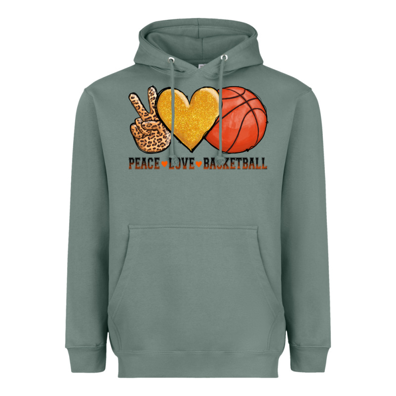 Peace Love Basketball Heavyweight Hoodie by AdoDesignShop | Teevron