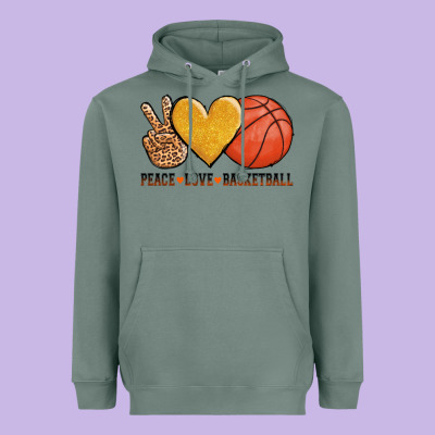 Peace Love Basketball Heavyweight Hoodie Designed By Adodesignshop