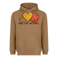 Toasted Coconut peace love basketball Heavyweight Hoodie - AdoDesignShop