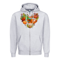Heather Grey pumpkin and latte with fall Zipper Hoodie - AdoDesignShop