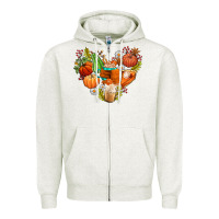 Oatmeal Heather pumpkin and latte with fall Zipper Hoodie - AdoDesignShop