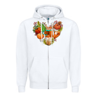 White pumpkin and latte with fall Zipper Hoodie - AdoDesignShop