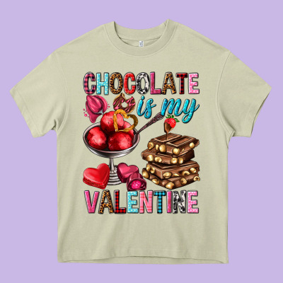 Chocolate Is My Valentine Valentine's Day Heavy Core Tee Designed By Howdyjamesfarm