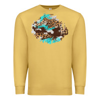 Antique Gold cowhide leopard turquoise patch Premium Sweatshirt - AdoDesignShop