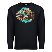 Black cowhide leopard turquoise patch Premium Sweatshirt - AdoDesignShop