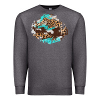 Charcoal Heather cowhide leopard turquoise patch Premium Sweatshirt - AdoDesignShop
