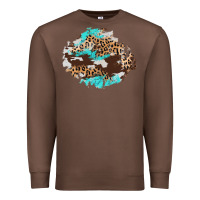 Chestnut cowhide leopard turquoise patch Premium Sweatshirt - AdoDesignShop