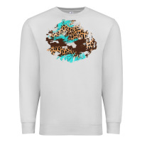 Dove Grey cowhide leopard turquoise patch Premium Sweatshirt - AdoDesignShop