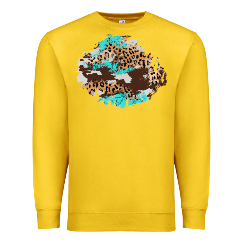 Cowhide Leopard Turquoise Patch Premium Sweatshirt by AdoDesignShop | Teevron