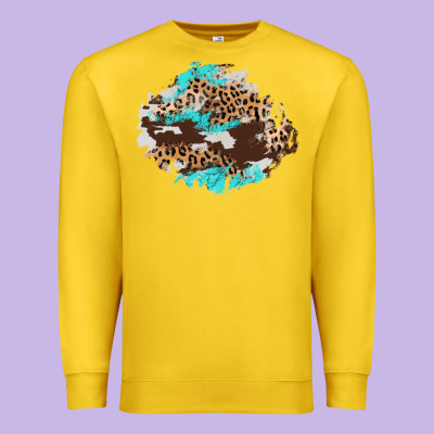 Cowhide Leopard Turquoise Patch Premium Sweatshirt Designed By Adodesignshop