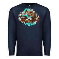Navy cowhide leopard turquoise patch Premium Sweatshirt - AdoDesignShop