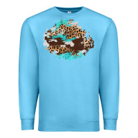 Ocean Blue cowhide leopard turquoise patch Premium Sweatshirt - AdoDesignShop