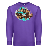 Purple cowhide leopard turquoise patch Premium Sweatshirt - AdoDesignShop