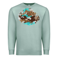Seafoam cowhide leopard turquoise patch Premium Sweatshirt - AdoDesignShop
