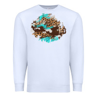 White cowhide leopard turquoise patch Premium Sweatshirt - AdoDesignShop