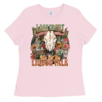 Bubblegum Pink Last night we let the liquor talk Ladies Tee - HowdyJamesFarm
