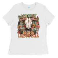 White Last night we let the liquor talk Ladies Tee - HowdyJamesFarm