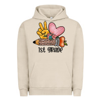 Pigment French Oak peace love 1st grade Urban Hoodie - JahusDesignShop