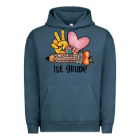 Pigment Midnight Navy peace love 1st grade Urban Hoodie - JahusDesignShop