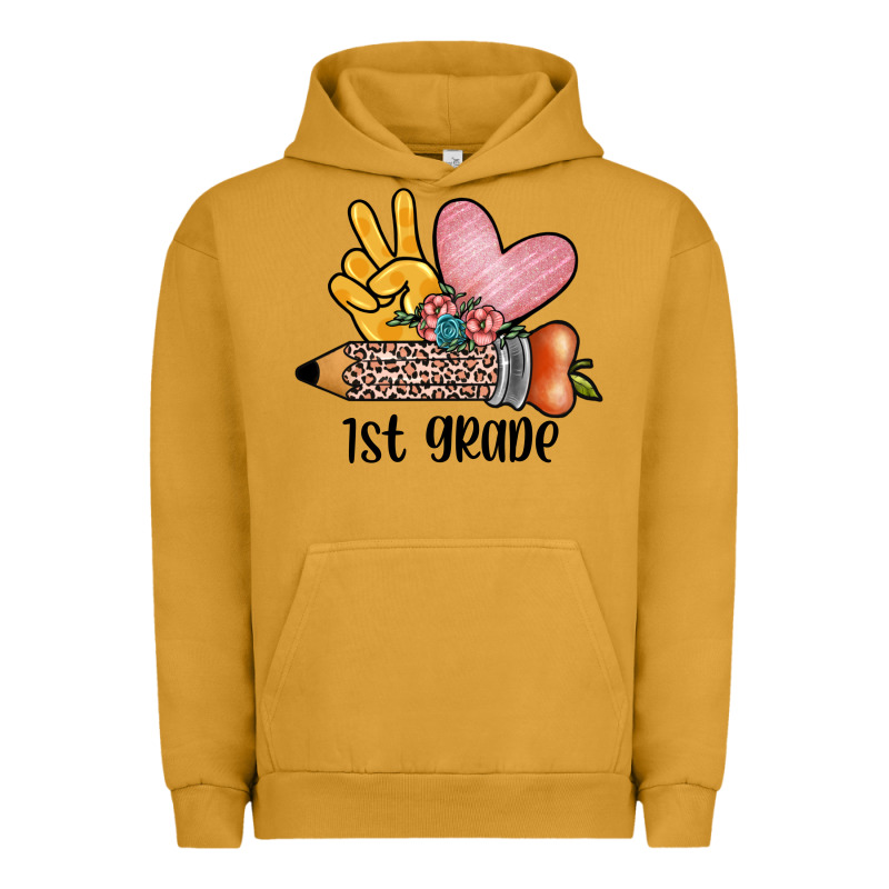 Peace Love 1st Grade Urban Hoodie by JahusDesignShop | Teevron