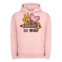 Pigment Salmon peace love 1st grade Urban Hoodie - JahusDesignShop