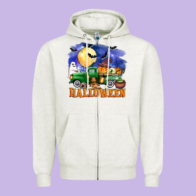 Halloween Truck Zipper Hoodie Designed By Adodesignshop
