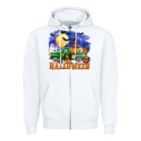 White halloween truck Zipper Hoodie - AdoDesignShop