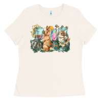 Bone Easter Day wine glasses bunny Ladies Tee - HowdyJamesFarm