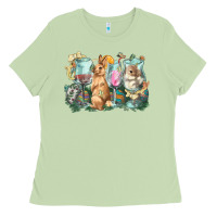 Matcha Easter Day wine glasses bunny Ladies Tee - HowdyJamesFarm