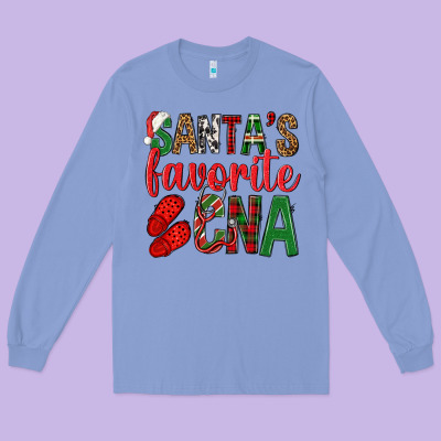 Santa's Favorite Cna Long Sleeve Tee Designed By Bundleandbundleshop