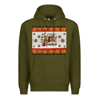 Army Green very merry teacher Premium Hoodie - Jasminsmagicworld