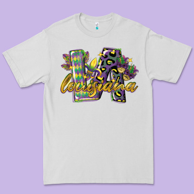 Louisiana Leopard Mardi Gras 12 Inches 300 Dpi Premium Tee Designed By Cowgirlartshop