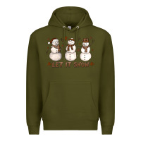 Army Green Let It Snow Snowmen Premium Hoodie - LillyAllenDesigns