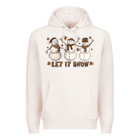 Pale Pink Let It Snow Snowmen Premium Hoodie - LillyAllenDesigns