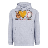 Heather Grey peace love baseball Heavyweight Hoodie - AdoDesignShop