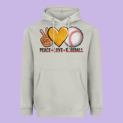 Peace Love Baseball Heavyweight Hoodie Designed By Adodesignshop