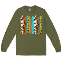 Army Green turquoise sunflowers cowhide leopard glitter background Long Sleeve Tee - RanaPortraitStore