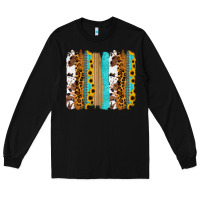 Black turquoise sunflowers cowhide leopard glitter background Long Sleeve Tee - RanaPortraitStore