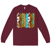 Burgundy turquoise sunflowers cowhide leopard glitter background Long Sleeve Tee - RanaPortraitStore