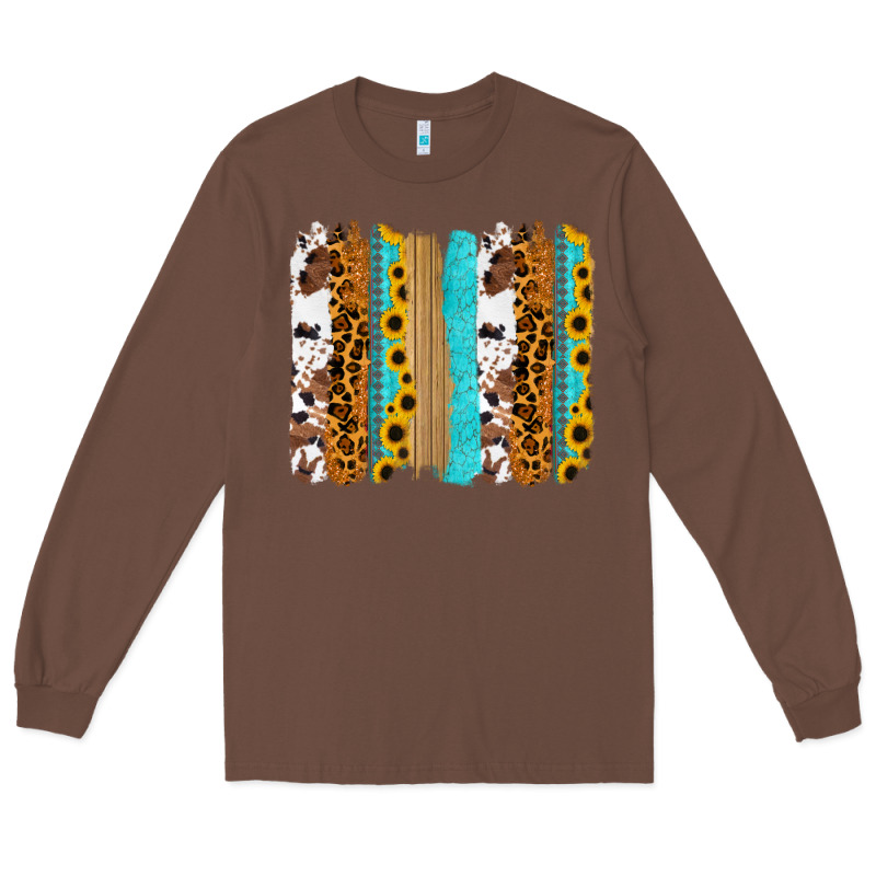 Turquoise Sunflowers Cowhide Leopard Glitter Background Long Sleeve Tee by RanaPortraitStore | Teevron