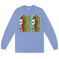 Colony Blue turquoise sunflowers cowhide leopard glitter background Long Sleeve Tee - RanaPortraitStore