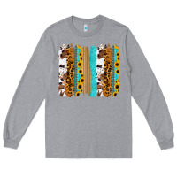 Heather Grey turquoise sunflowers cowhide leopard glitter background Long Sleeve Tee - RanaPortraitStore