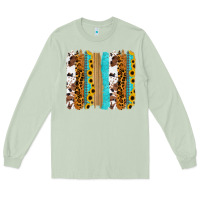 Matcha turquoise sunflowers cowhide leopard glitter background Long Sleeve Tee - RanaPortraitStore