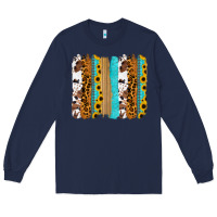 Navy turquoise sunflowers cowhide leopard glitter background Long Sleeve Tee - RanaPortraitStore