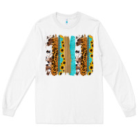 White turquoise sunflowers cowhide leopard glitter background Long Sleeve Tee - RanaPortraitStore